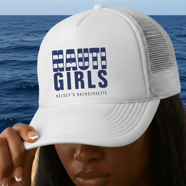 Casquette Nauti Girls Fête de Bachelorette Drôle (Nauti Girls Nautical Bachelorette Party Hat for Women)