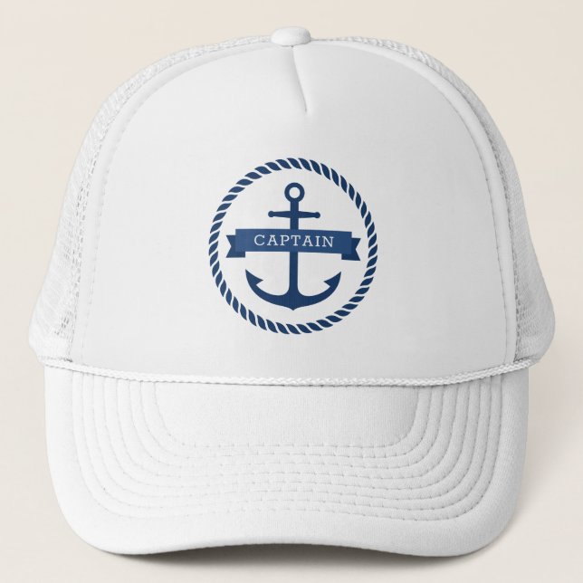 Casquette Nautical anchor rope border captain on banner (Devant)