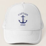 Casquette Nautical Blue Anchor Captain Dad<br><div class="desc">"Captain Dad" reads the text on this nautical themed hat featuring a navy blue anchor with rope.  Perfect for sea loving dads on Father's Day,  birthdays and other special occasions.</div>