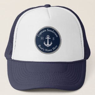 Casquette Nautical Boat Name Anchor Rope Welcome Aboard Navy