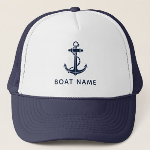 Casquette Nautical Navy Blue Ancre Nom du bateau Croisière C