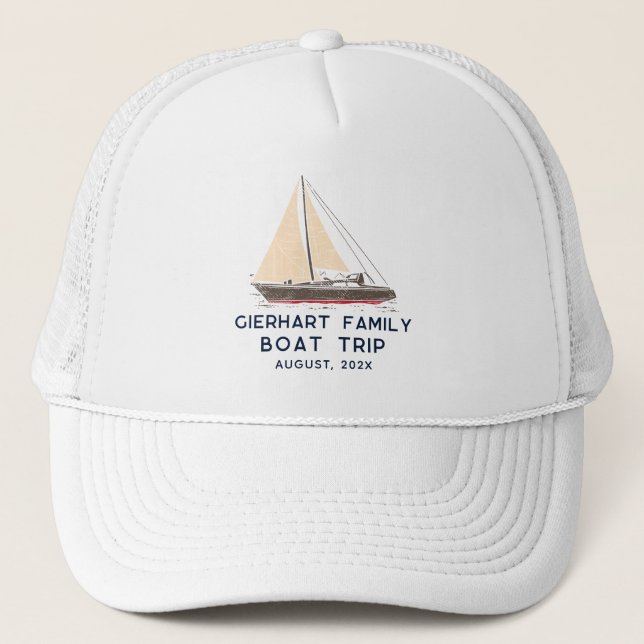 Casquette Nautique Voyage en bateau de famille voile Custom (Devant)