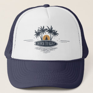 Casquette Né À Surf Palm Trees Surfboard Logo Vintage
