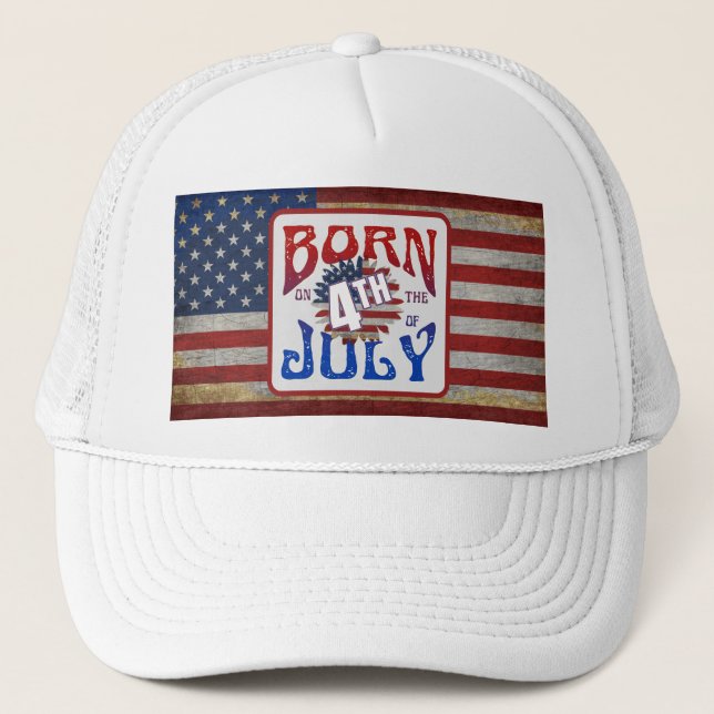 Casquette Né le 4 juillet Drapeau USA (Devant)
