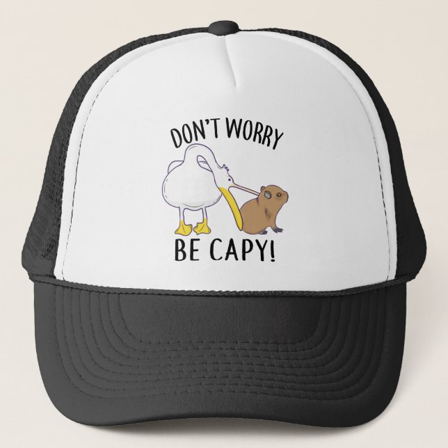Casquette Ne t'inquiète pas, sois Capy. Capybara Orange sans (Devant)