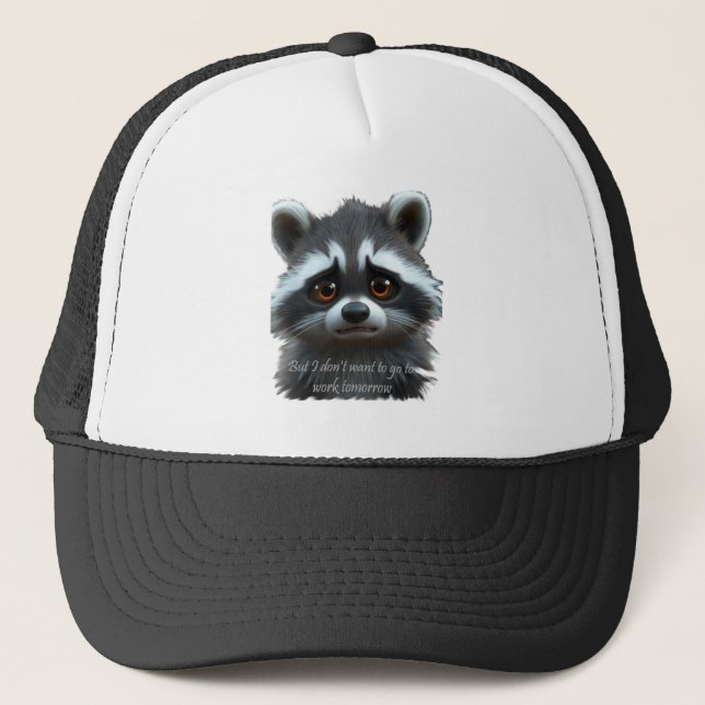 Casquette Ne veux pas travailler Raccoon Animal (Devant)