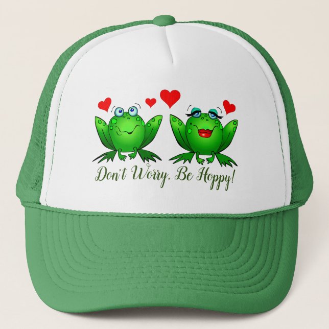 Casquette Ne vous inquiétez pas Be Hoppy Cute Cartoon Frogs  (Devant)