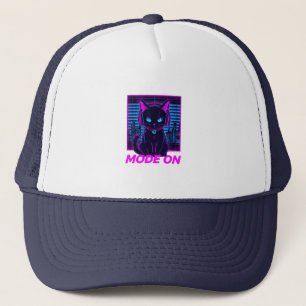 Casquette Neon Cat Mode ON - Cyberpunk Gamer Cat Sweat - shi