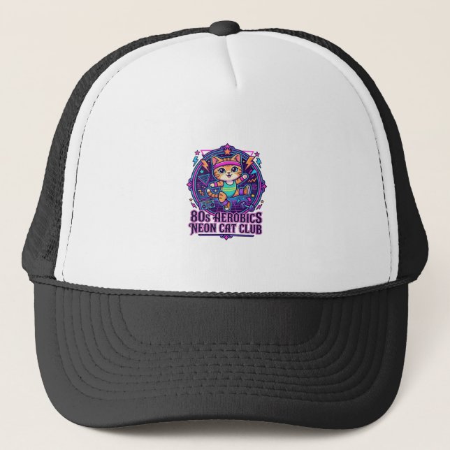 Casquette Néon de chat aérobic des années 80 - Conception dr (Devant)