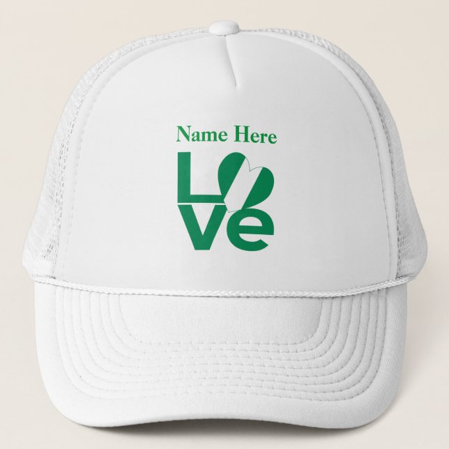 Casquette Nigérian Green LOVE Heart Flag Personnalisé (Devant)