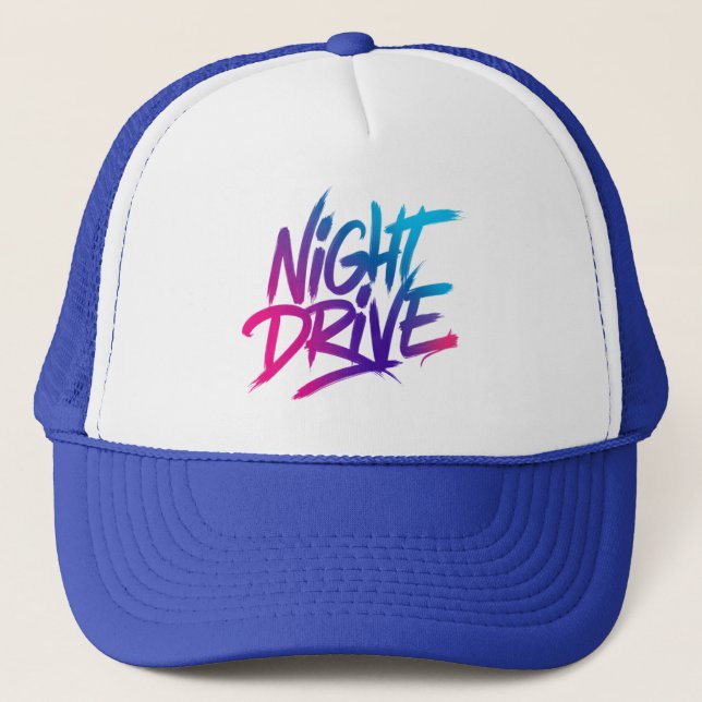 Casquette Night Drive - Retro Futuristic Synthwave Car & Moo (Devant)