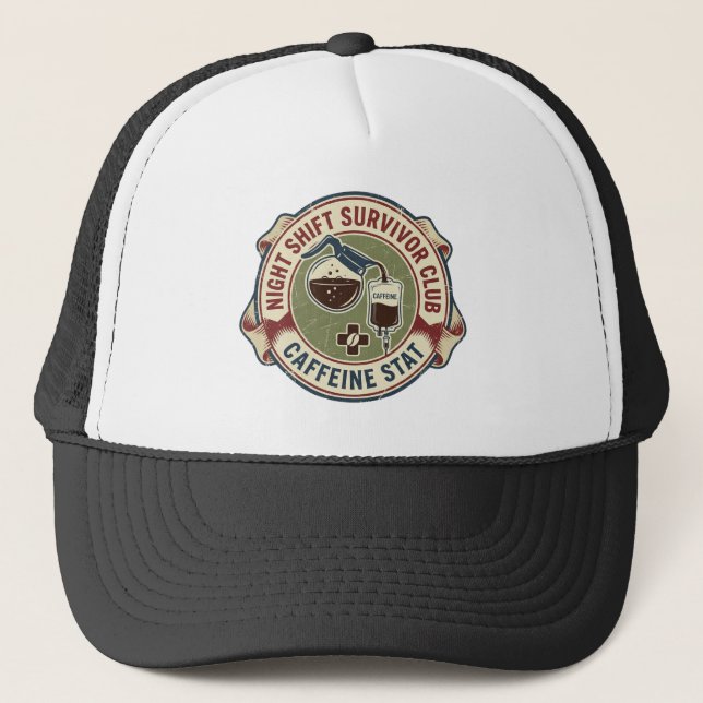 Casquette Night Shift Survivor Club Caffeine Nurse Coffee (Devant)