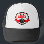 Casquette Ninja Warriors Boys Birthday Party Nom et âge<br><div class="desc">Votre enfant a-t-il une fête d'anniversaire sur le thème du Ninja Warrior ? Que diriez-vous d'acheter votre Ninja Boy spécial ce casquette de camionneur à thème cool américain Ninja Warrior avec leur nom et leur âge! Invitation Central vend également des vêtements assortis, des invitations et des décors de fête pour...</div>