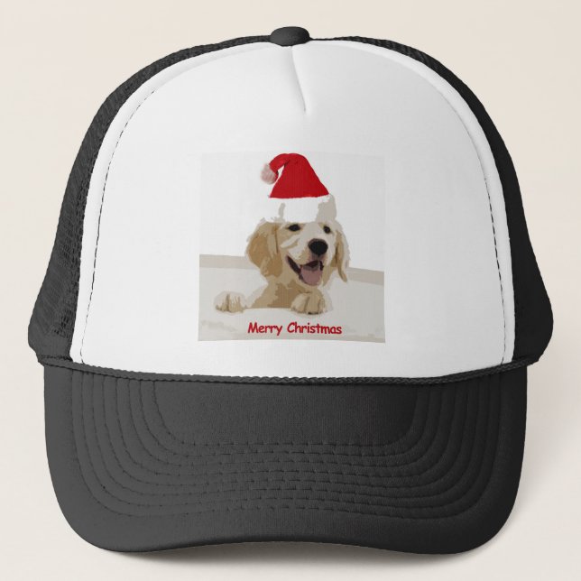 Casquette Noël de Golden Retriever avec Santa Hat (Devant)