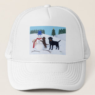 Casquette Noël de Labrador avec le bonhomme de neige