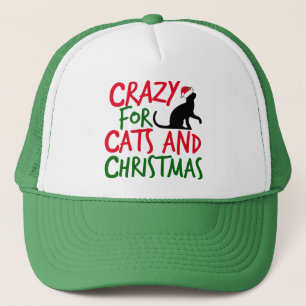 Casquette Noël fou du chat mignon