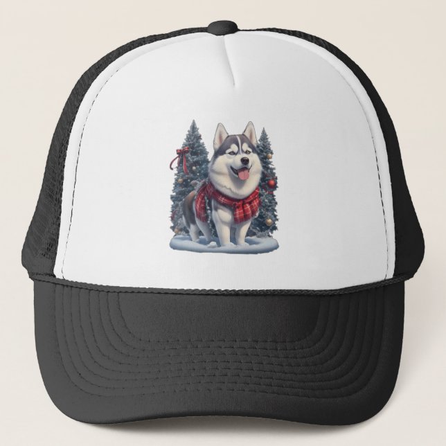 Casquette Noël Husky Chien magique Noël Noël Esprit de Noël (Devant)