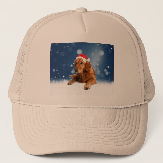 Casquette Noël Mignonne Golden Retriever Chien Santa Hat Nei (Devant)