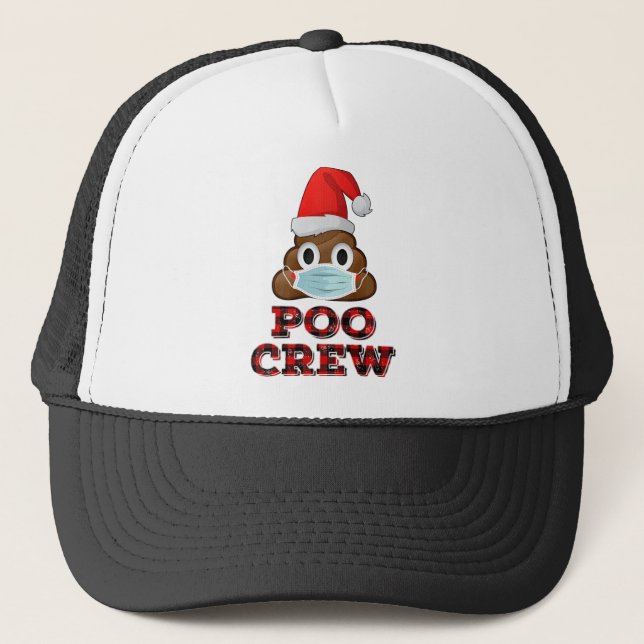 Casquette Noel Poo maillot visage Masque Poop Emoji Rouge (Devant)