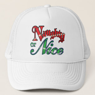 Casquette Noël Rétro, Mauvais ou Bien Lettres Rouges Vertes
