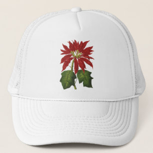 Casquette Noël vintage, poinsettia rouge plante d'hiver