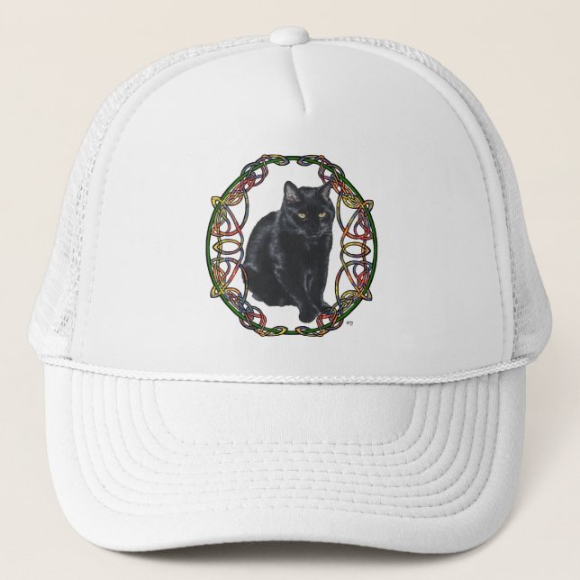Casquette Nœud celtique Chat Noir (Devant)