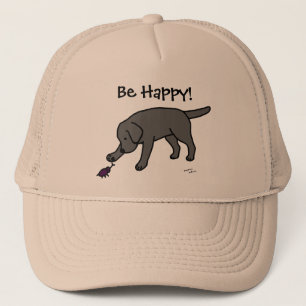Casquette Noir amical Labrador de bande dessinée de