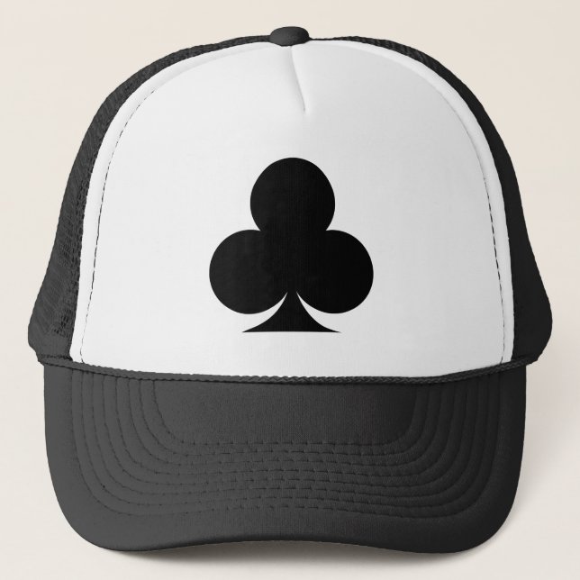 Casquette Noir carte à jouer club symbole chapeau camionneur (Devant)