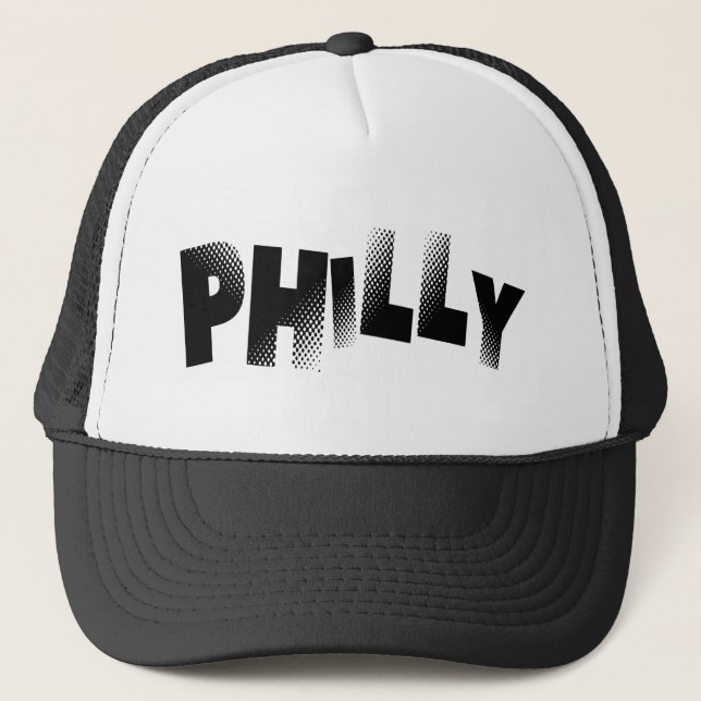 Casquette noir et blanc de camionneur de Philly (Devant)