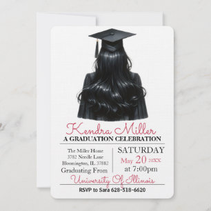 Casquette noir & Gown Aquarelle Invitation de grad