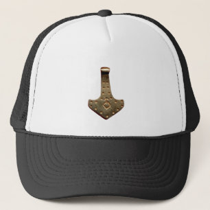 Casquette noire et blanche marteau de Thor en or