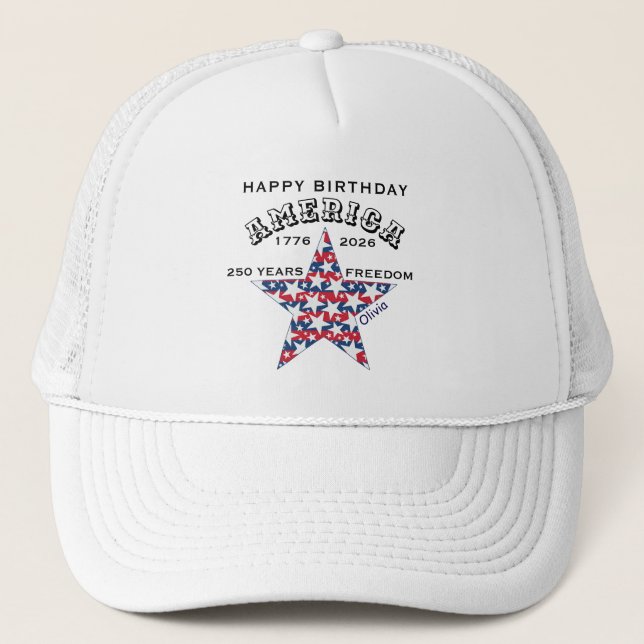 Casquette Nom || 250e Joyeux Anniversaire Amérique Blanc (Devant)