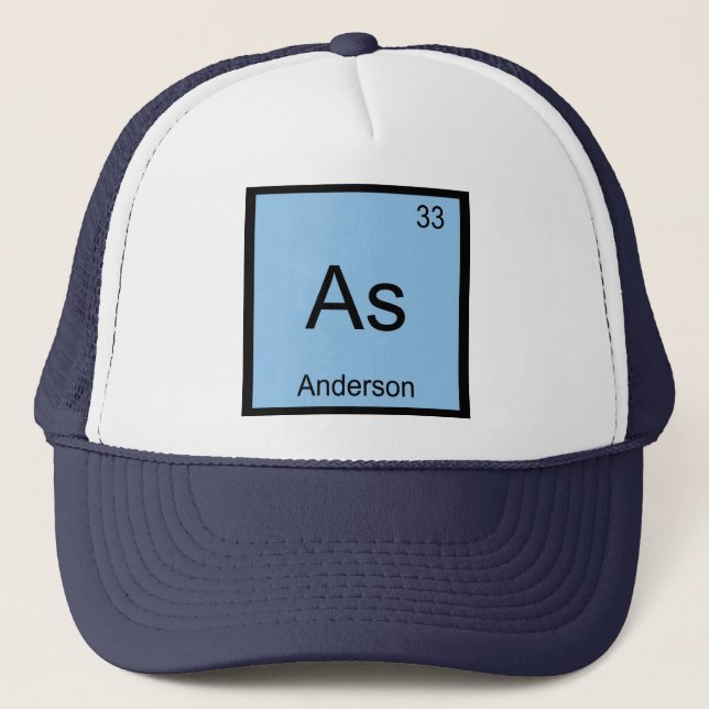 Casquette Nom d'Anderson Élément de chimie Tableau périodiqu (Devant)