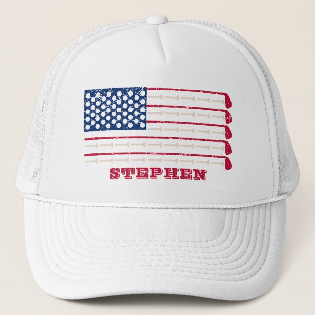 Casquette Nom de club de golf avec drapeau américain (Devant)