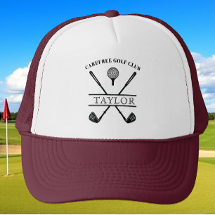 Casquette Nom de club de golf personnalisé Marron Blanc