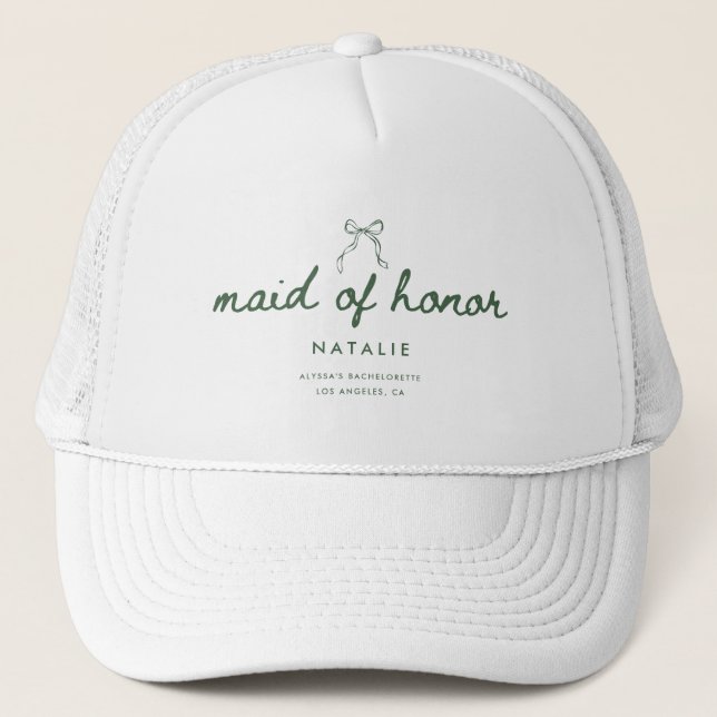 Casquette Nom de demoiselle d'honneur de script Coquette élé (Devant)