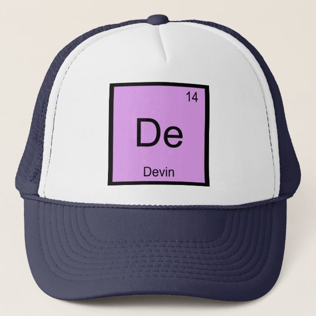 Casquette Nom de Devin Chimie Élément Tableau Périodique (Devant)
