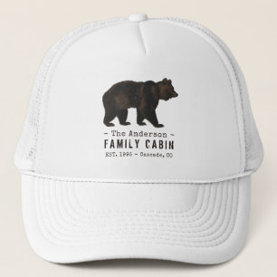 Casquette Nom de famille Cabine Rustique Brown Ours noir