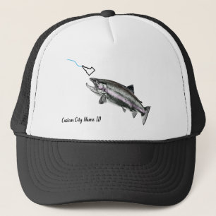 CASQUETTE NOM DE LA VILLE PERSONNALISÉE STEELHEAD ICI PÊCHE 