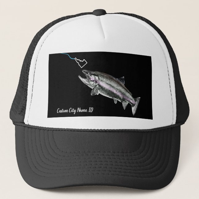 CASQUETTE NOM DE LA VILLE PERSONNALISÉE STEELHEAD ICI PÊCHE  (Devant)
