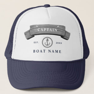 Casquette Nom de l'ancre nautique du capitaine de bateau per