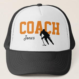 Casquette Nom de l'entraîneur de hockey personnalisé Orange