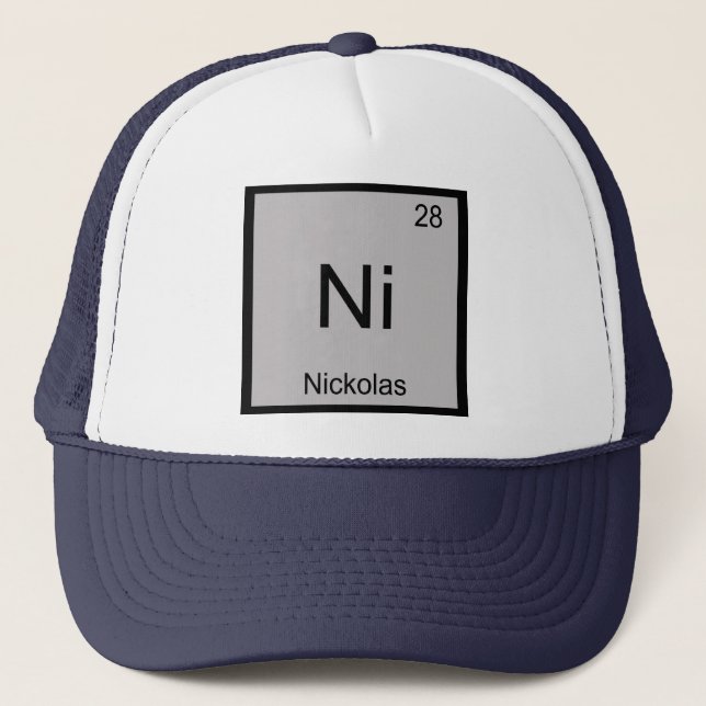 Casquette Nom de Nickolas Élément de Chimie Tableau Périodiq (Devant)