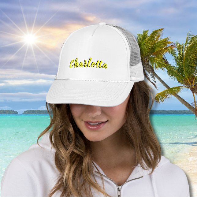 Casquette Nom de personnalisation noir | Couleur jaune néon (Créateur téléchargé)