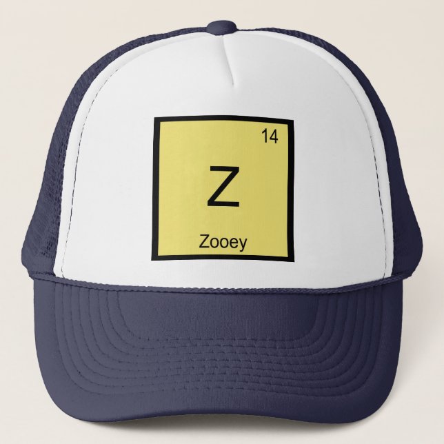 Casquette Nom de Zooey Chimie Élément Tableau Périodique (Devant)