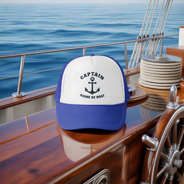 Casquette Nom du bateau personnalisé Capitaine Ancre nautiqu (Créateur téléchargé)