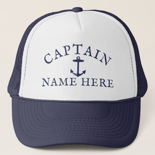 Casquette Nom du capitaine de bateau Ancre marine bleu marin (Devant)