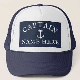 Casquette Nom du capitaine de bateau Ancre marine bleu marin