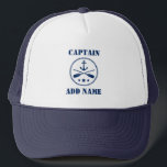 Casquette Nom du capitaine ou du bateau Ancre nautique et av<br><div class="desc">Ancre nautique et aviron croisé avec capitaine ou Casquette de nom de bateau personnalisé.</div>