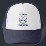 Casquette Nom du capitaine ou du bateau Ancre nautique et av<br><div class="desc">Ancre nautique et aviron croisé avec capitaine ou Casquette de nom de bateau personnalisé.</div>